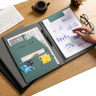 Multifunctional Storage Folder, Corporate Custom Logo Contract Book, Business Sales Negotiation Leather Manager Folder