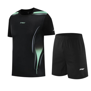 Football Running Fitness Sportswear suit Men's Summer Quick-drying Breathable Fitness Training Competition Clothing Short-sleeved T-shirt Set