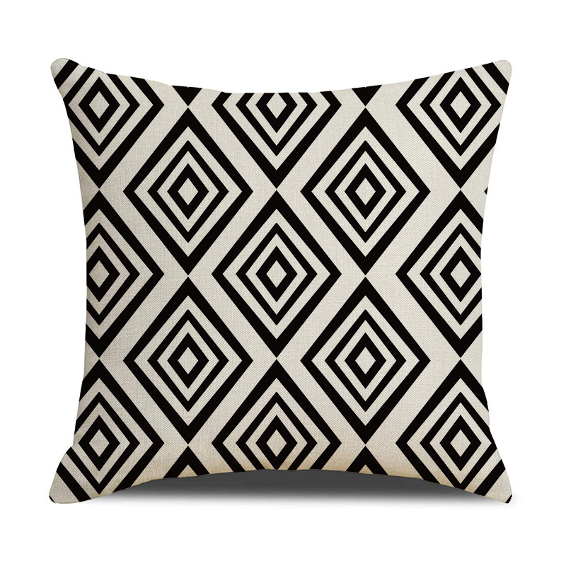 2024 Geometric Repeating Pattern Pillowcase Modern Minimalist Linen Print Home Decor Ins Style Sofa