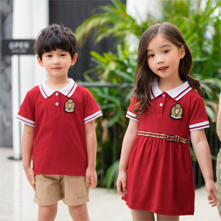 Kindergarten Uniform Summer Graduation Photo Clothing British Style Kidsren's Class Uniform Suit Primary School Students Summer Pure Cotton