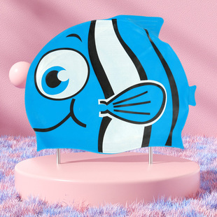 Children's swimming cap silicone cartoon cute multi-color small medium and big children's long hair ear protection soft swimming hat