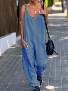 Independent station Amazon wish hot selling women's clothing 2023 Summer new European and American cross-border jumpsuit casual pants