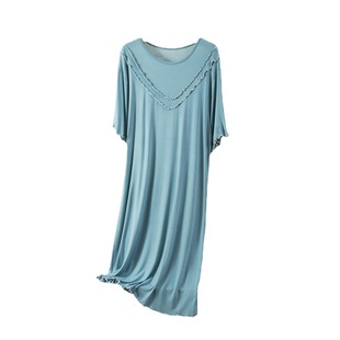 2023 New modal women's long dress loose round neck lace dress plus size outer wear thin nightdress