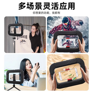 Mobile phone live photography fill light bracket desktop photo tri-color warm square light handheld led ring lighting light