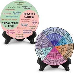 2 Packs of Calming Emotions, Wheel Pictures, Mental Health Decoration, Sensation, Psychology Set for Home Office