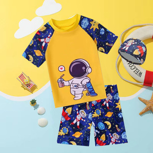 Children's Swimsuit Boys 2024 New Boys' Split Small Medium and Large Children's Sun-proof Quick-drying Swimsuit Swimming Trunks suit