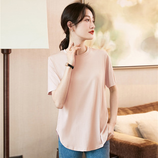 Yu Wei 2801 # настоящая новая футболка из мерсеризованного хлопка с круглым вырезом, модная женская футболка с круглым вырезом и короткими рукавами