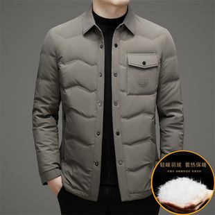 2024 Men's Short Down Jacket Autumn and Winter New Lightweight Warm Lapel Jacket Men's Business Casual Jacket