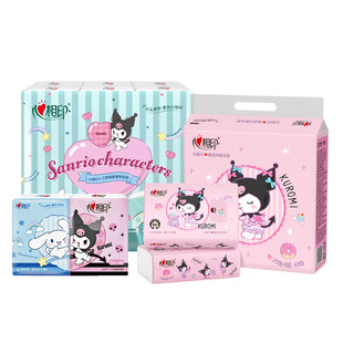 Бумага с отпечатком сердца салфетки Sanrio комбинированная комбинация 4-слойных бумажных полотенец портативная влажная бумага для лица