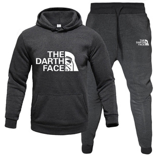 Autumn and winter men's pullover fleece-lined hoodie sweater suit printing leisure sports suit manufacturers wholesale