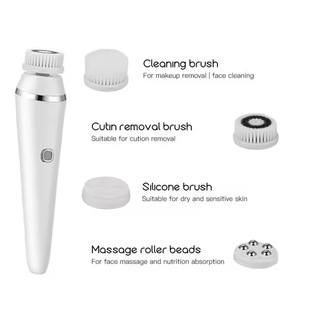 Cross-border four-in-one electric face washing brush facial cleaning pores massage silicone waterproof portable facial cleanser