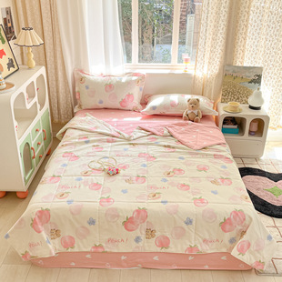 100% Cotton Xinjiang Cotton Summer Cool Quilt Pure Cotton Class A Air-conditioning Quilt Machine Washable Water Washable Thin Quilt for Students and Children