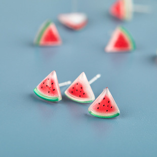 New cute sweet cherry earrings cartoon fruit girl heart resin earrings simple small strawberry earrings
