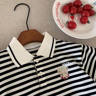 Children's POLO Shirt Bang Cheng 2025 Summer New Boys Striped Short-sleeved T-shirt Summer Casual Top Trendy H0211