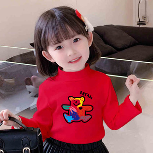Y2113# casual cartoon printed boys and girls baby Korean T-shirt spring and autumn new cartoon long sleeve medium and large children T-shirt