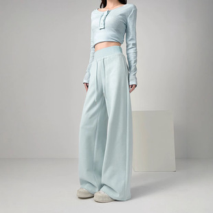 Ant Waist Casual Wide-Leg Pants for Women Spring 2025 New Loose Straight Sweatpants High Waist Draped Long Sports Pants