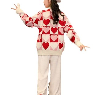 Girls' Sweater 2024 Autumn and Winter New Children Girls' Winter Wear Western Style Children's Wear Red Sweater Winter Top