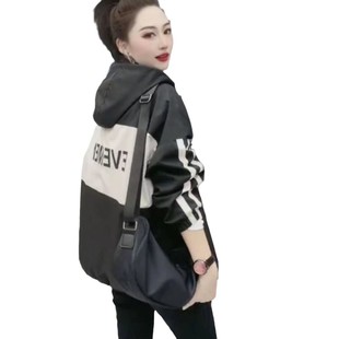 Jacket Women's Spring and Autumn 2023 European high-end windbreaker jacket sun protection hooded plus size baseball uniform jacket top