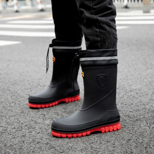 Cross-border New Rain Boots Men's Outer Wear Fashion Rain Boots Kitchen Work Fishing Car Wash Non-slip Waterproof Rubber Shoes