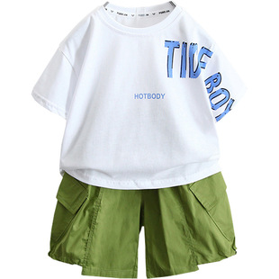 5463 Children's suit Boys Summer Thin Short Sleeve 2024 New Baby Summer Western Style Half Sleeve Top Summer Dress
