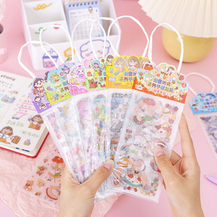 ins Tote Bag Sticker Girl Sweet Time Series Frosted Hand Account Sticker Bag Children Cartoon Cute Stickers