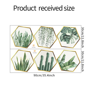 New FX-C192 tropical green plant flat hexagonal photo frame bedroom hallway wall decoration wall sticker
