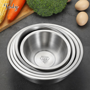 304 stainless steel basin round drawing kitchen household thickened and deepened seasoning tank flour basin cold mix basin vegetable basin