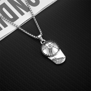 Cross-border Hot Hip-hop Personalized Titanium Steel Necklace Men's High-end Sense Fashionable All-match Woolen Chain Pendant Accessories