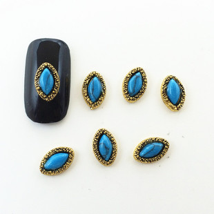Japanese style oil dripping turquoise Vintage nail jewelry metal water drop Horse Eye star manicure