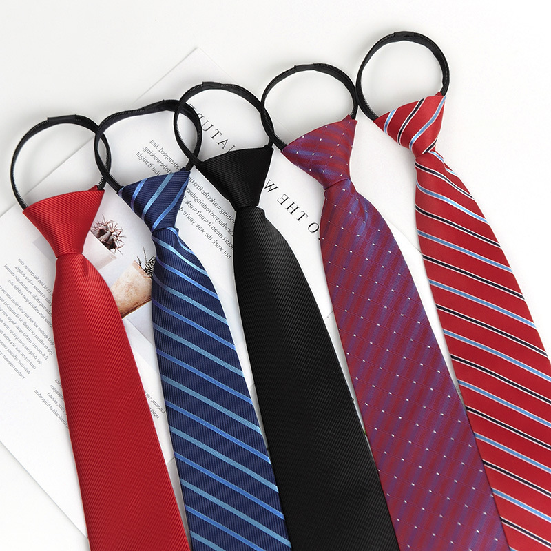 Tie for Men, Business Formal Wear, Professional Lazy Tie, Black Zipper Tie, Red Easy-To-Wear Tie for Women, Groom, and Groomsman
