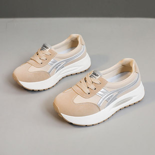 KT2691 New 2024 Autumn Breathable Board Shoes Casual Height Increase Thick Bottom Stitching Trendy Korean Sports Board Shoes