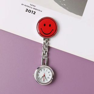 Popular round smiley face nurse watch fashion cute girl creative clip chest pocket watch simple student exam Wall watch