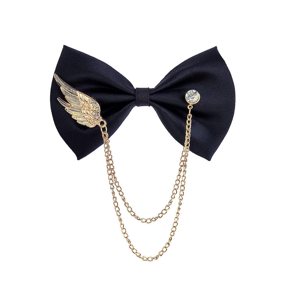 Gothic Black Bow Tie Wings Bow Tie Dark Halloween Ghost Holiday Bow Tie Tassel Chain Pet Bow Tie