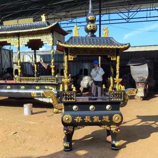 Factory direct supply outdoor temple incense burner ancestral hall rectangular flat incense burner cast iron temple round flat incense burner