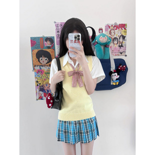 Knitted Vest Women's Vest Japanese JK Stacked Sweater Multicolor All-match Sweater Academic Style Sleeveless Wear Pullover