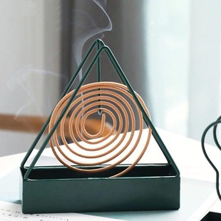 Triangle Mosquito Incense Rack Creative Iron Sandalwood Rack Holder Incense Mosquito Incense Plate Holder Mosquito Incense Stove Incense Plate Bracket with Grey Plate