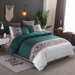 Cross-border Amazon plain European pattern quilt cover Mediterranean simple light luxury three-piece national style manufacturers wholesale