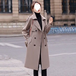 Windbreaker Women's 2025 New Spring and Autumn Mid-length Black Coat Small Coat This Year Popular Autumn Clothes