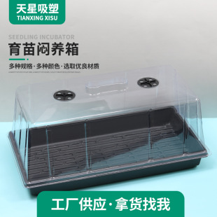 Factory wholesale plastic gardening seedling box Bud seedling flat tray plant insulation and moisturizing planting box seedling box