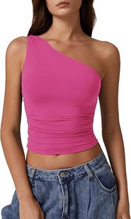 2025 Summer Women's Cross-border Amazon New Sleeveless Shoulder Solid Color Slim-fit Sexy Navel-exposed T-shirt