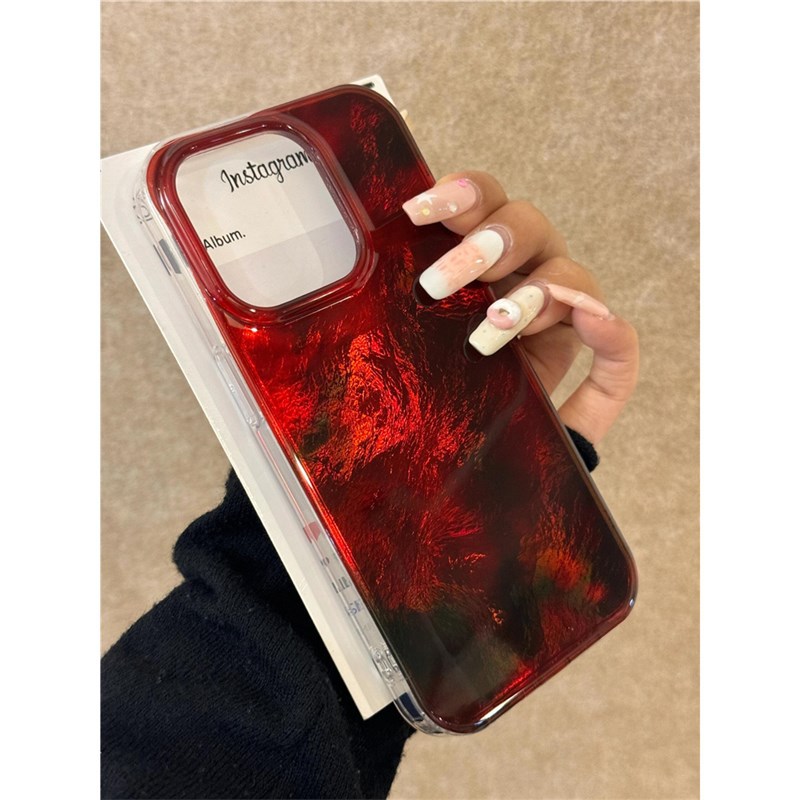 Retro-style, unique dark red gradient case for iPhone 16 Pro Max, Apple 15, new style, 13 for women.