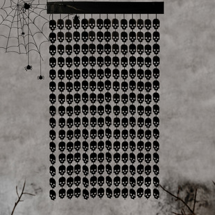 Halloween Easter Rain Silk Curtain Halloween Party Decoration Supplies Skull Pumpkin Bat Background Hanging Curtain