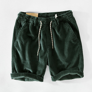 American Heavy Workwear Shorts Men's Summer Ins Fashionable Vintage Corduroy Cord Fashionable Brand Men's Casual Pants