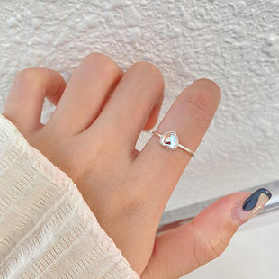 Korean style lovely colorful zircon ring female temperament sweet fresh ins trendy open hand jewelry generation hair