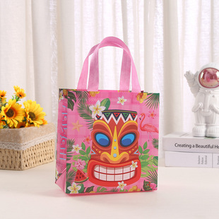 Cross Border Waterproof Packaging Bag Hawaiian Party Gift Bag Non Woven Bag Wholesale Printed Cartoon Tote Bag