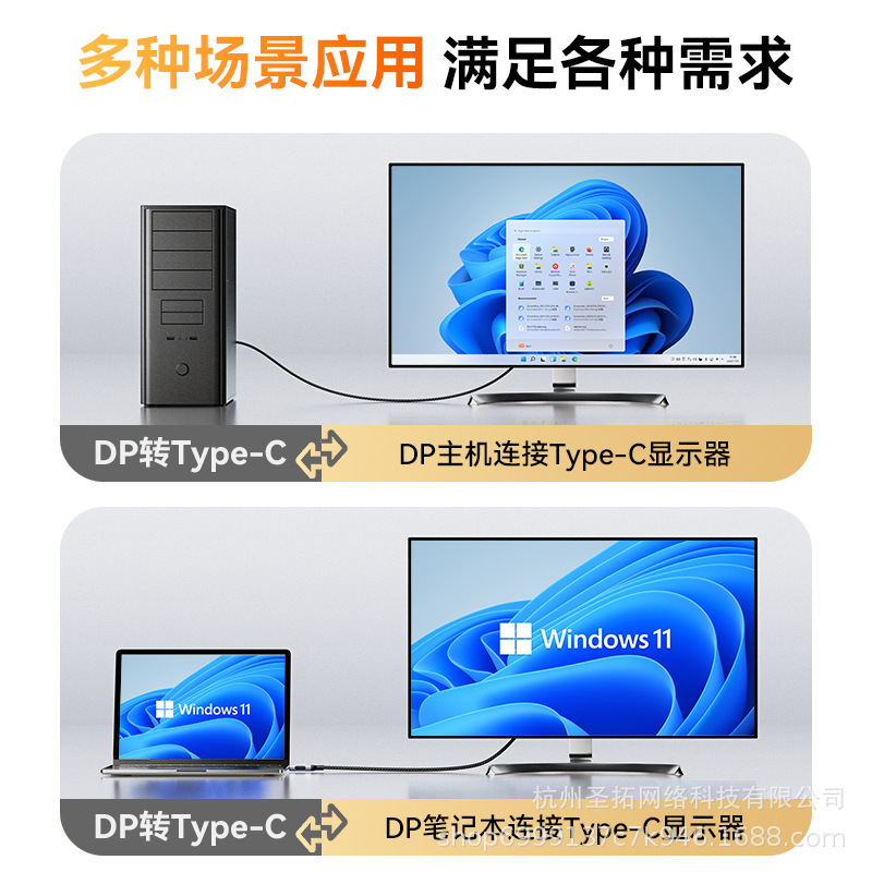 Jesson USB-C to DP 1.4 kabel 8K 4K 240Hz Mac moslashuvi