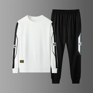 2022 Spring and Autumn Men's Explosions Sports Casual Long-sleeved Trousers Round Neck Printed Loose Fashionable Sweatshirt Suit for Men