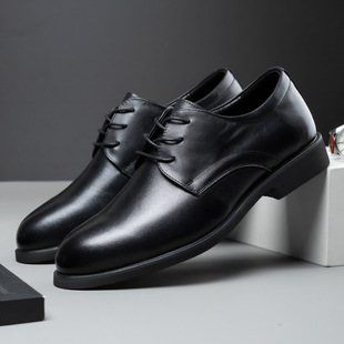 Factory direct supply men's shoes spring and autumn business formal leather shoes cowhide office pointed lace-up men's work shoes wholesale