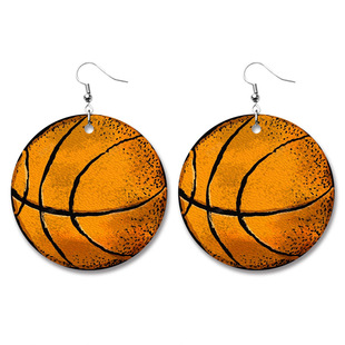 Baseball Basketball Football Volleyball Retro Old Leather Earrings European and American Sports European Cup Ball Earrings Jewelry