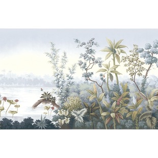 American country plant mural Nordic landscape living room hallway bedroom TV wall background wall wallpaper misty wall cloth